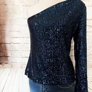 White House Black Market sequin one shoulder top